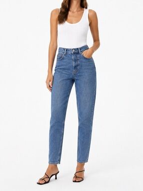 Reformation High & Skinny Crop Size 26 Medium Wash Organic Cotton Stretch Denim